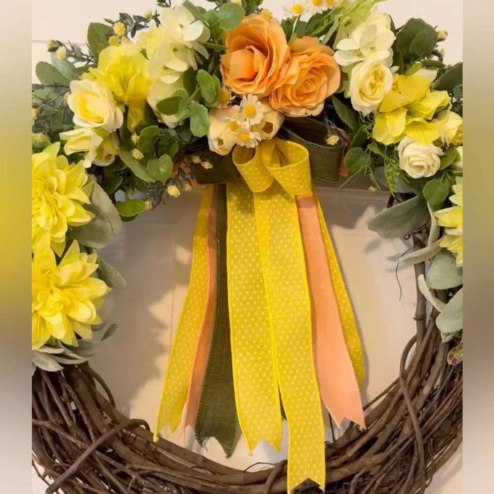 Vibrant Spring Wreath with Yellow and Orange Blooms